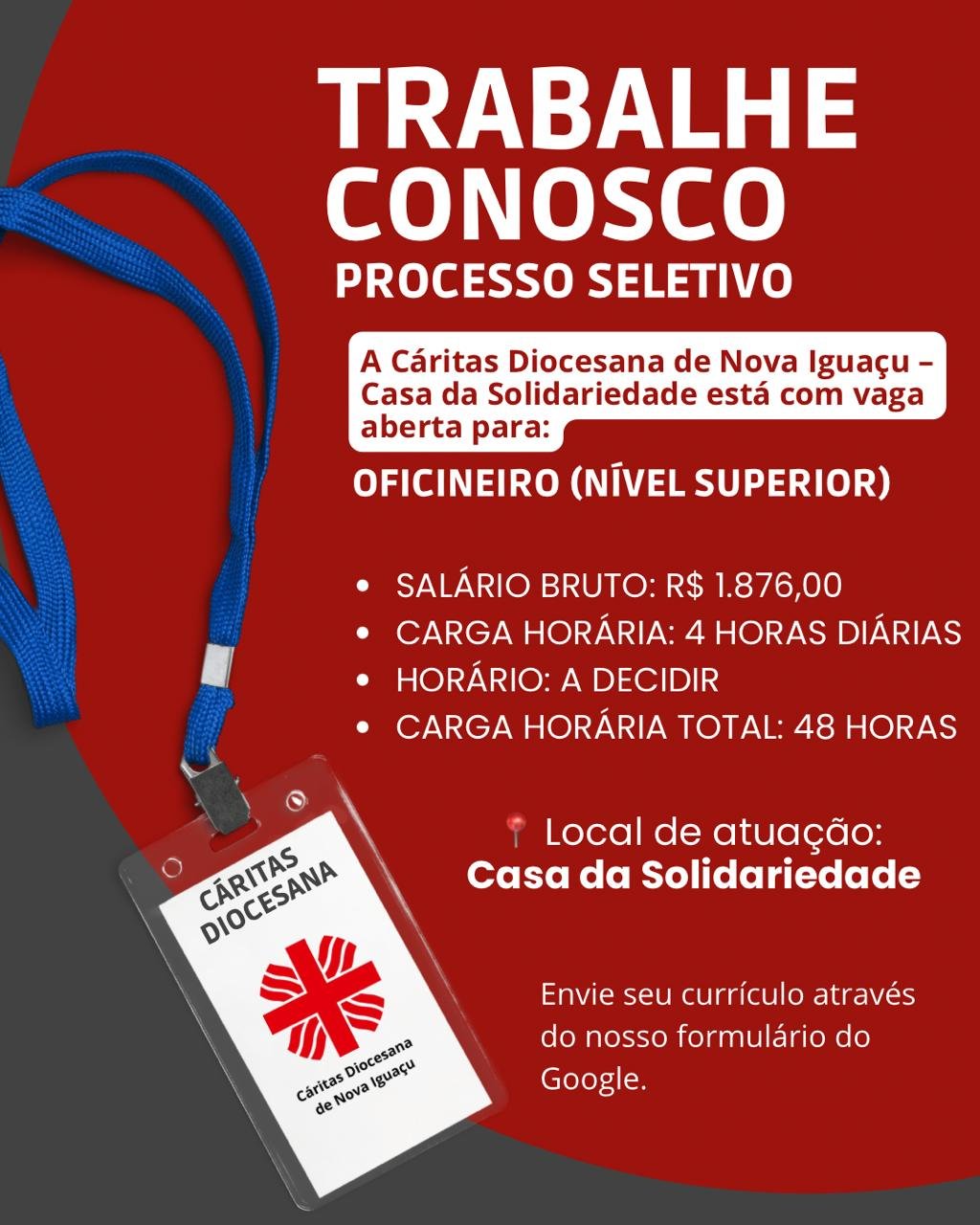Cartaz do processo seletivo para Oficineiro